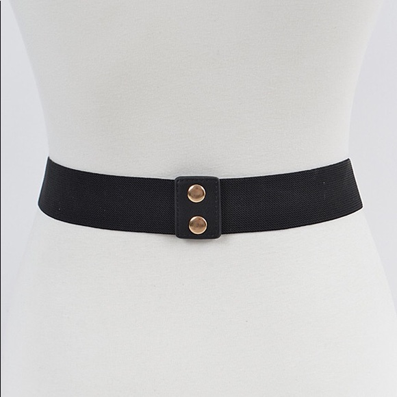 Chunky Black & Gold Metal Elastic Statement Belt - Picture 3 of 4